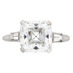 Antique Art Deco Asscher-Cut Diamond Ring with Tapered Baguette Shoulders Item