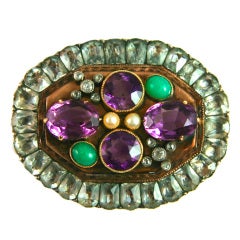 Past Era Married Victorian Gemset and Georgian Paste Brooch 7