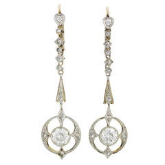 Past Era Edwardian Diamond Drop Earrings with Openwork Circles 7