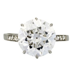 Vintage Belle Époque Diamond Platinum Solitaire Ring 