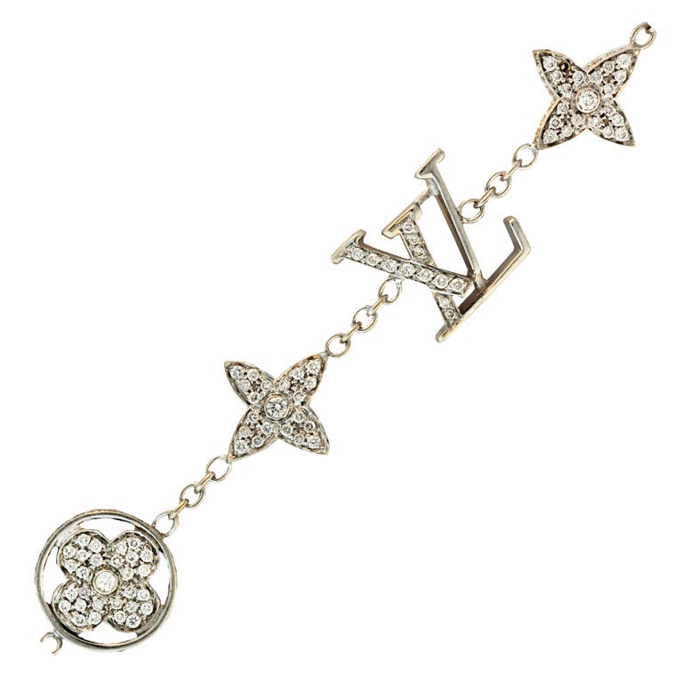 LOUIS VUITTON Logo Design Diamond Bracelet