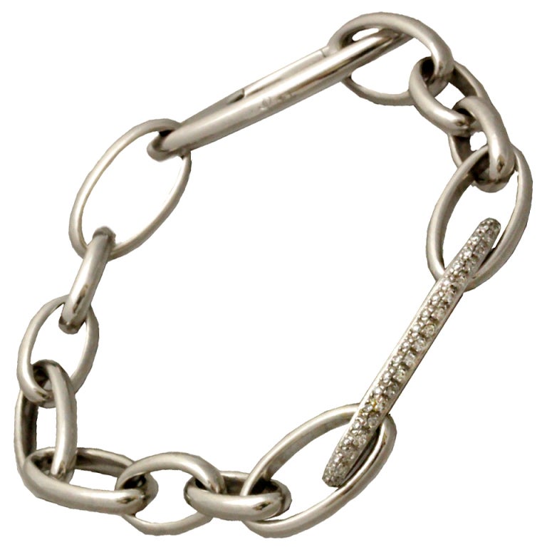 Pomelatto Gold and Diamond Link Bracelet For Sale