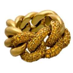 Pomellato "Gourmette" Yellow Sapphire Flexible Gold Link Ring