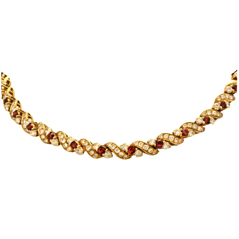 Chaumet Gold, Ruby & Diamond Necklace For Sale