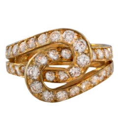Cartier Diamond & Gold Double Loop Ring