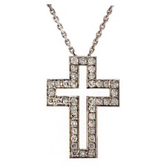 Boucheron Contemporary Diamond &  Gold Cross Necklace