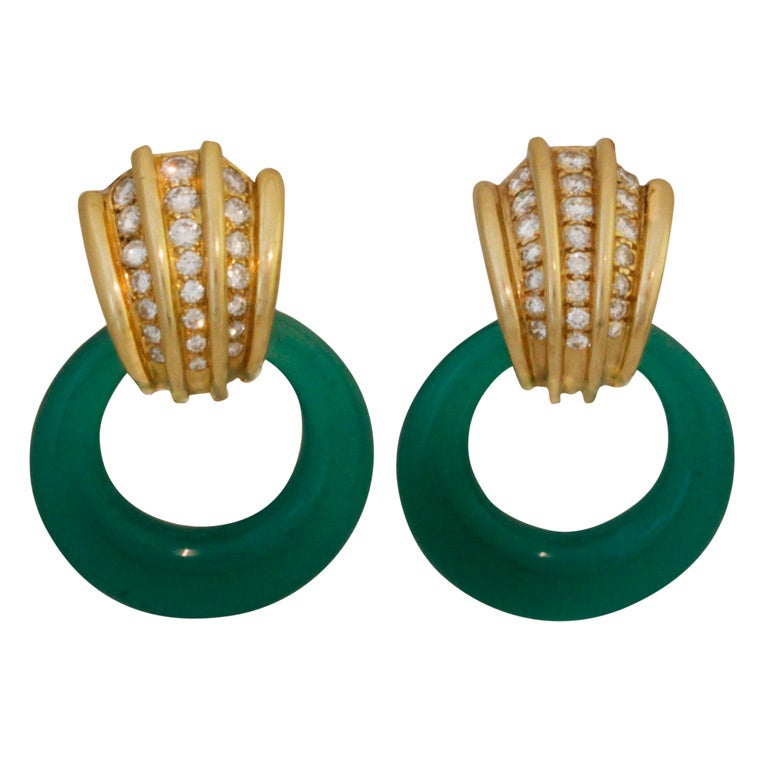 Van Cleef & Arpels Interchangeable  Gold & Diamond Earrings For Sale
