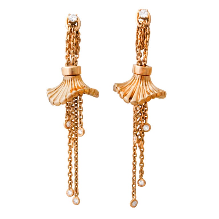Boucheron "Frou Frou" Diamond &  Gold Drop Earrings For Sale
