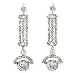 Antique Rare Interchangeable Edwardian Diamond Platinum Drop Earrings