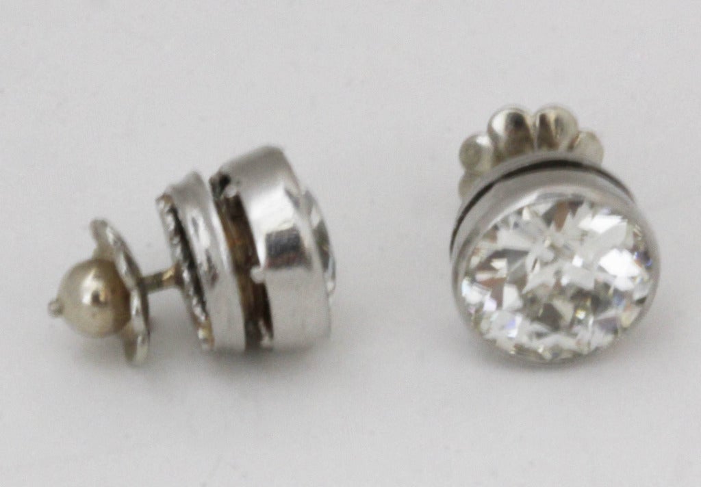 Rare Interchangeable Edwardian Diamond Platinum Drop Earrings In Excellent Condition In Southampton, NY