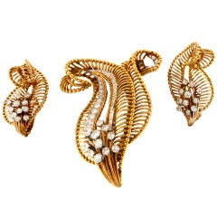 Stunning Mauboussin, Paris Diamond &  Gold Pin & Earrings