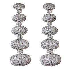 De Grisogono Long Diamond Drop White Gold Earrings