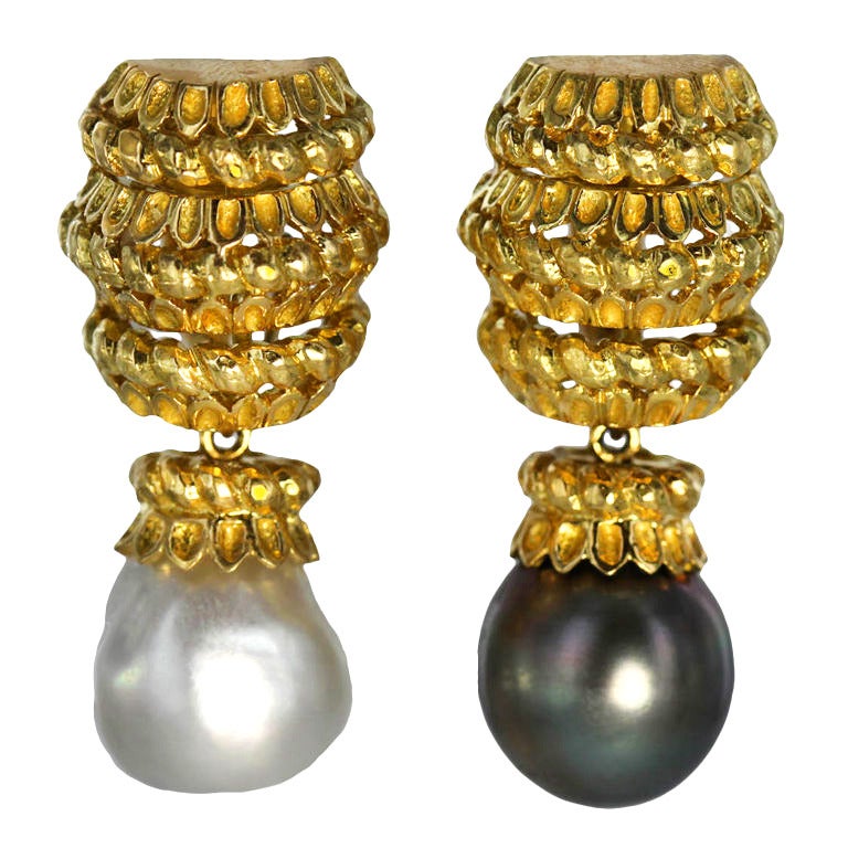DAVID WEBB Dramatic South Sea Pearl Earrings