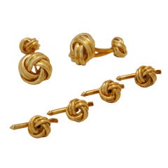 Heavy Gold Knot Cufflinks and Stud Set