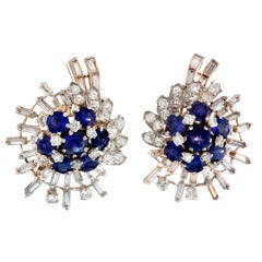 Sterle, Paris Diamond, Sapphire & Platinum Earrings