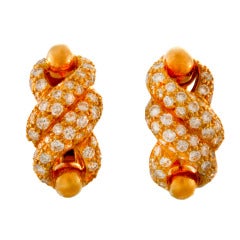 CARTIER Criss Cross Diamond Gold Earrings