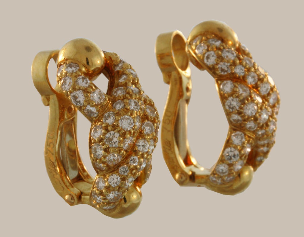 CARTIER Criss Cross Diamond Gold Earrings