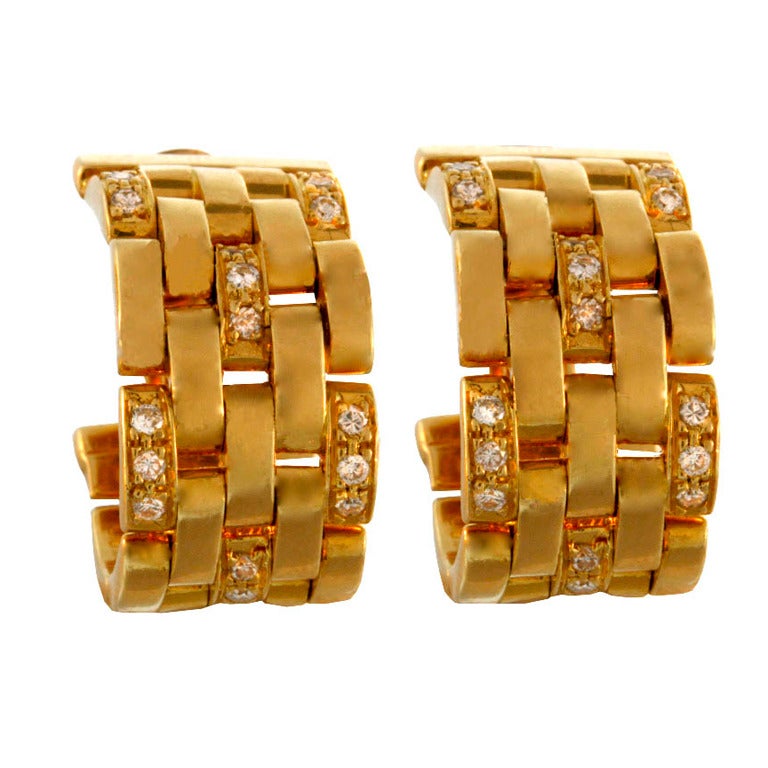 Cartier Classic Panthere Link Earrings For Sale