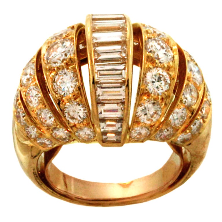 CARTIER Turban Diamond and Gold Ring For Sale