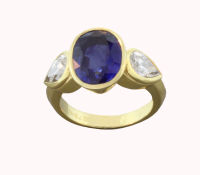 Vintage POIRAY Ceylon Sapphire and Diamond Ring