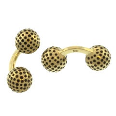 Gold and Enamel Golf Ball Cufflinks