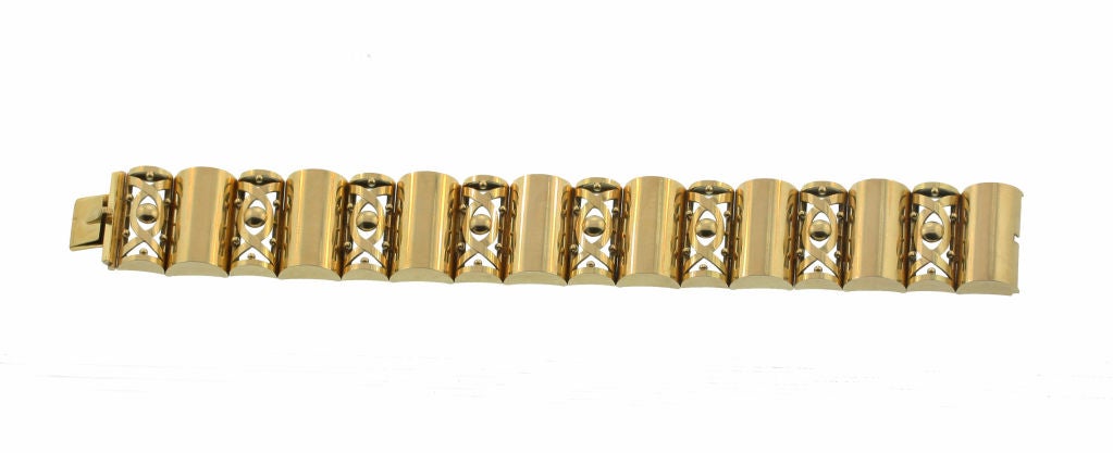 Substantial Mid-Century 14K Yellow Gold Bracelet