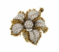 DAVID WEBB Diamond Gold Blossoming Flower Pin