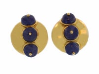 Sapphire Bead Gold Large Dome Earclips