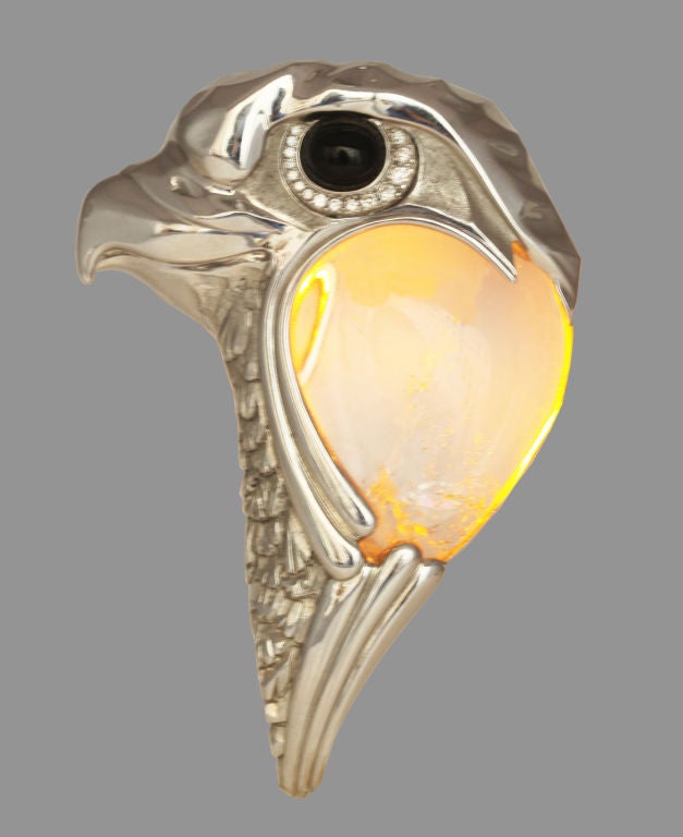 Dramatic MAUBOUSSIN Eagle Diamond and  Rock Crystal Brooch