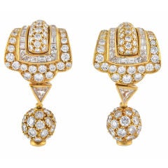 Boucheron 80's Diamond and  Movable Ball-Drop Earrings