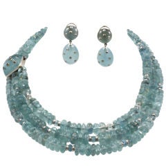 SEAMAN SCHEPPS Aquamarine and Diamond Necklace And Earrings