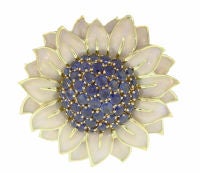Vintage Tiffany Sapphire Sunflower Brooch, Attributed To Donald Claflin