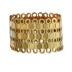 Chic 1950's 18K Gold Italian Geometric Bracelet