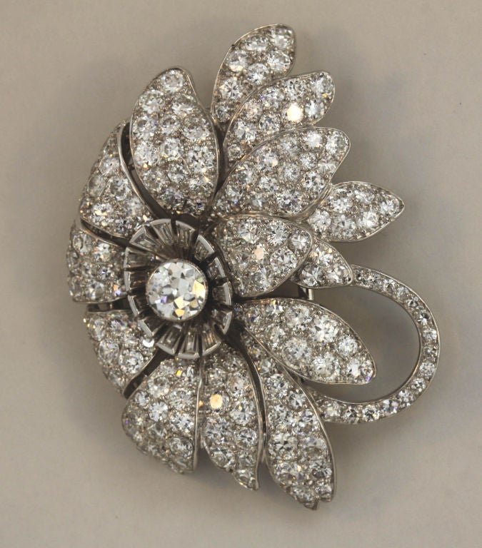 Van Cleef & Arpels Diamond and Platinum  Flower Brooch