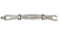 Unusual 5-Row Diamond and Platinum 1940's Bracelet