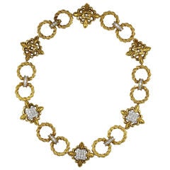 Wander, France Diamond & 18K Gold Link 1970's Necklace