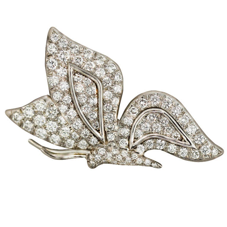 Tiffany Diamond Set Butterfly Brooch