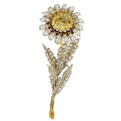 BUCCELLATI Citrine and Diamond Set 18K Flower Brooch