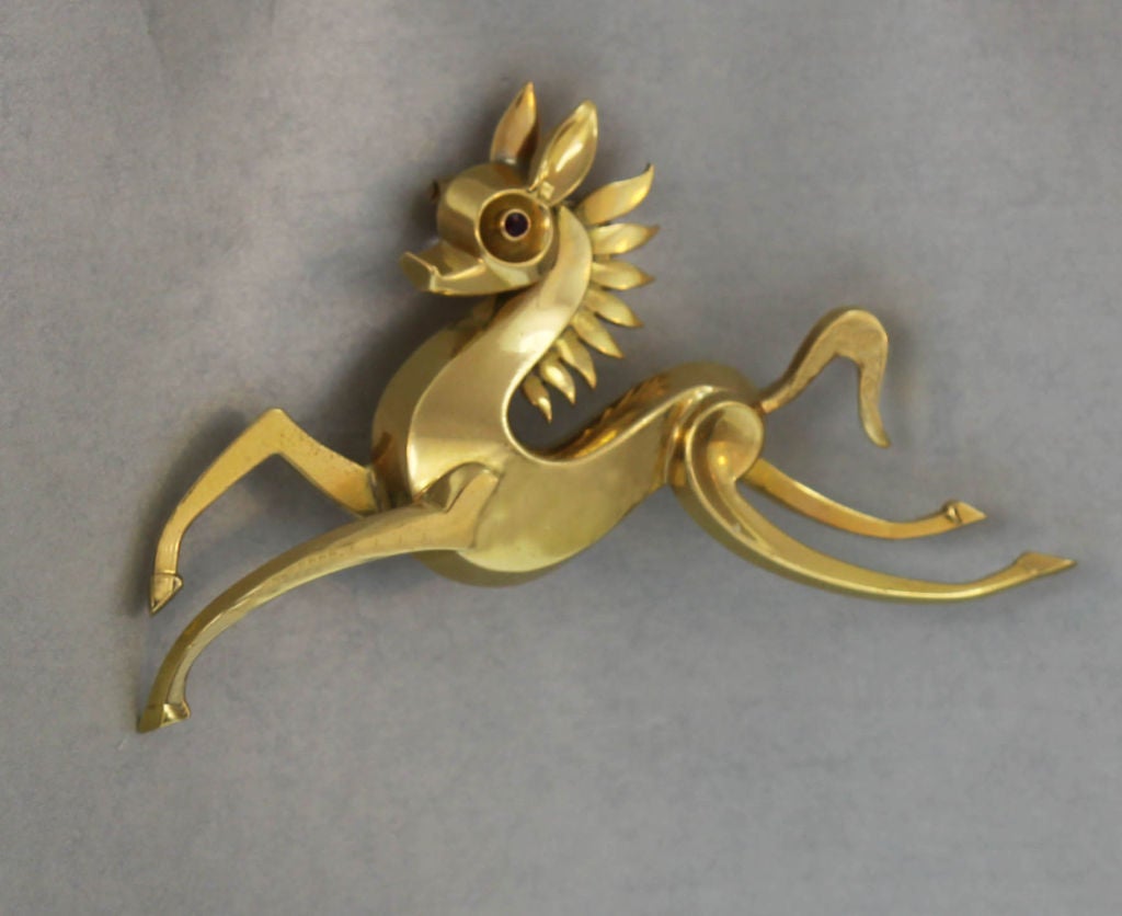 Women's French Mid-Century Horse Brooch For Sale