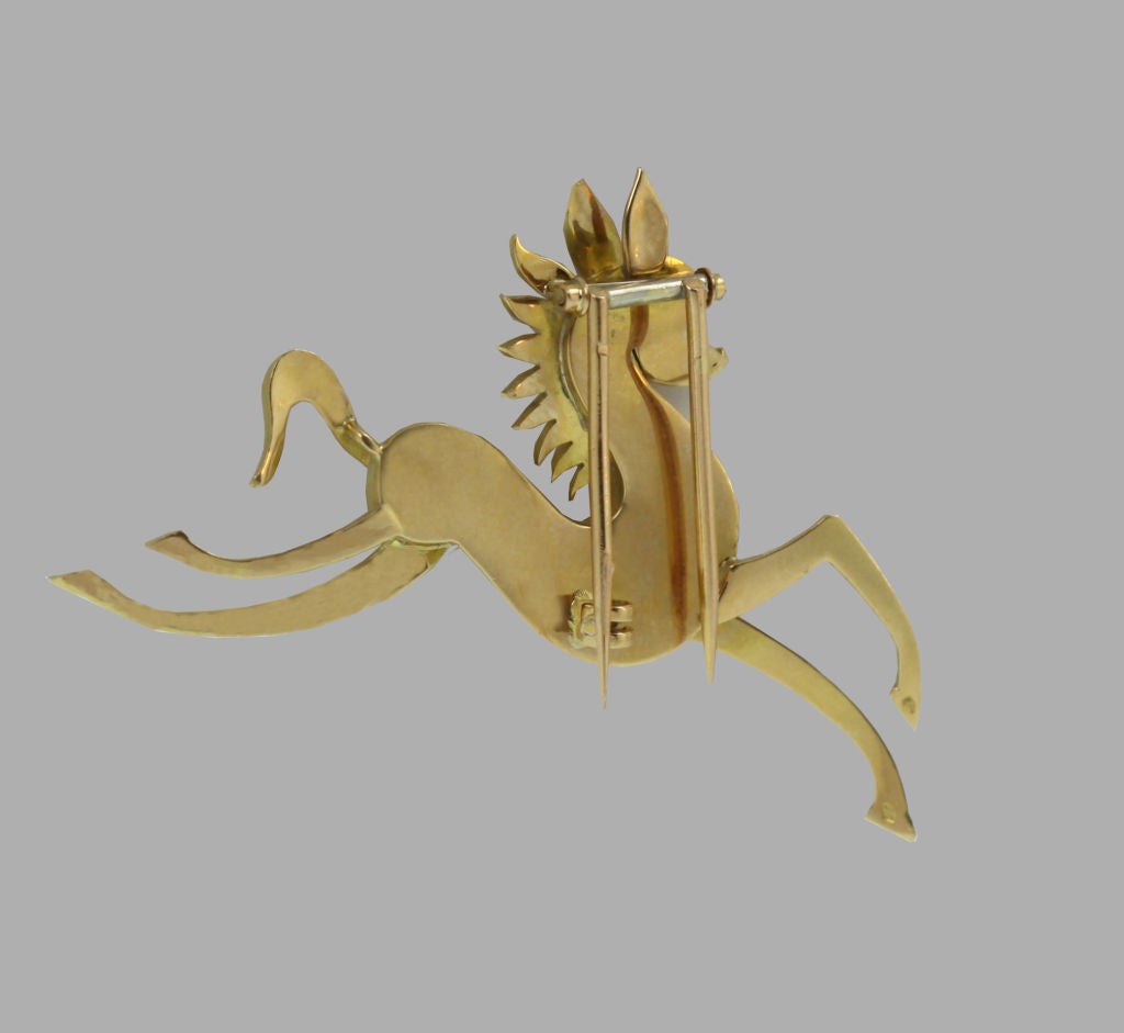 French Mid-Century Horse Brooch For Sale 1