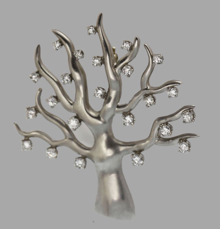 OSTIER 1950’s Diamond and Platinum Tree Brooch