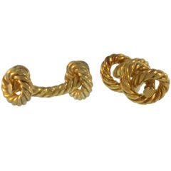 Classic HERMES 18K Gold Knot Cufflinks