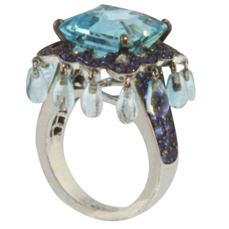 BOUCHERON Sapphire and Aquamarine Ring