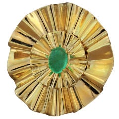 TRABERT HOEFFER for MAUBOUSSIN Retro Emerald and Gold Brooch
