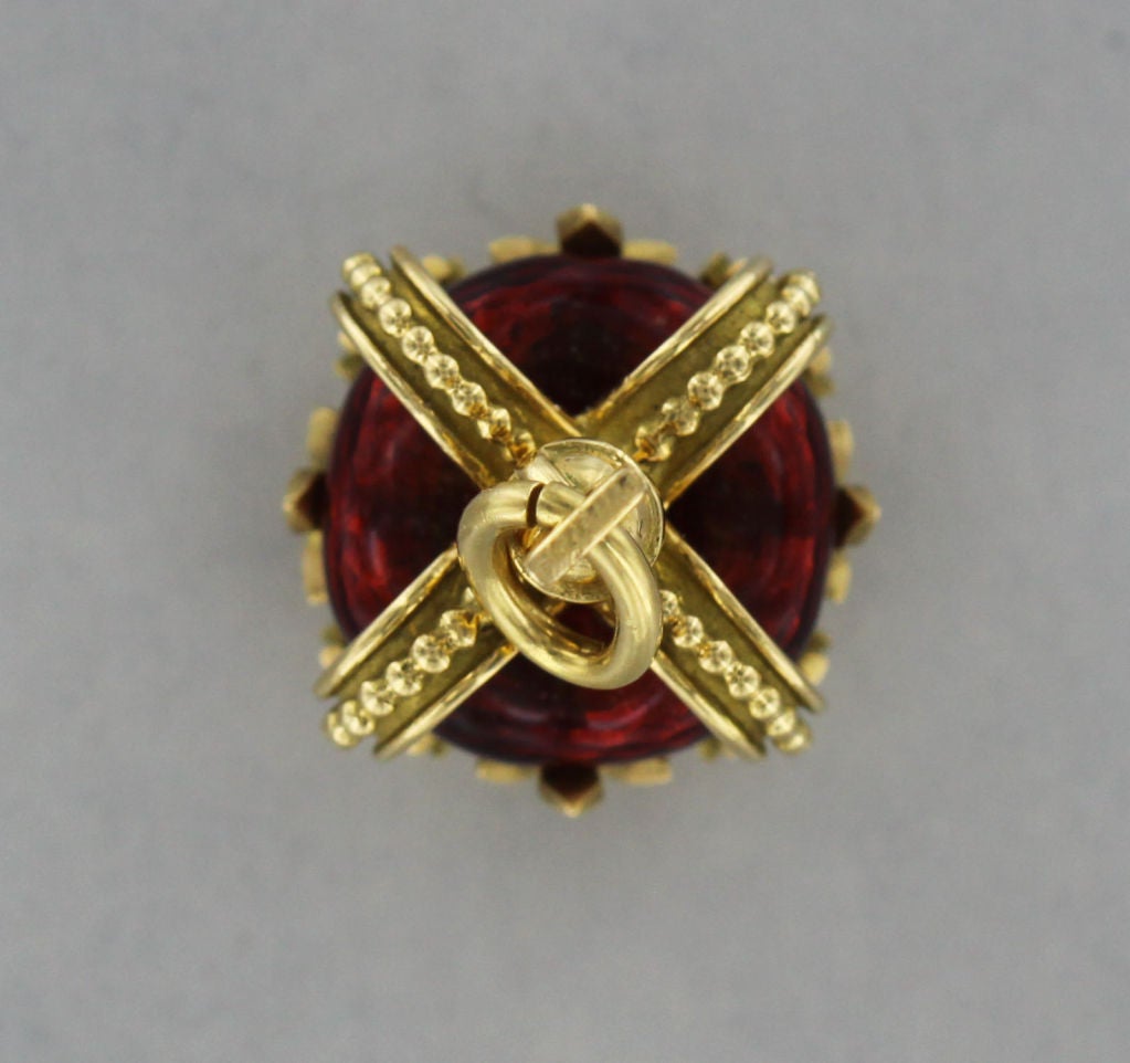 CARTIER 1950's  Enameled Crown-motif Charm