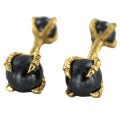 1950's Gold Eagle Claw and Hematite Cufflinks