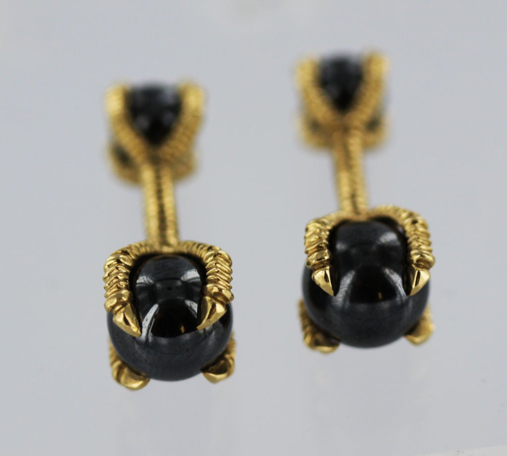 1950's Gold Eagle Claw and Hematite Cufflinks