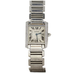 CARTIER White Gold and Diamond Tank Francaise Wristwatch