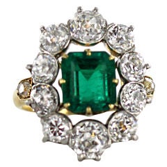 Gold Victorian Gem Quality Emerald and Diamond Ring
