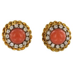 Fabulous Fifties TIFFANY & CO. Diamond, Coral and Gold Earrings